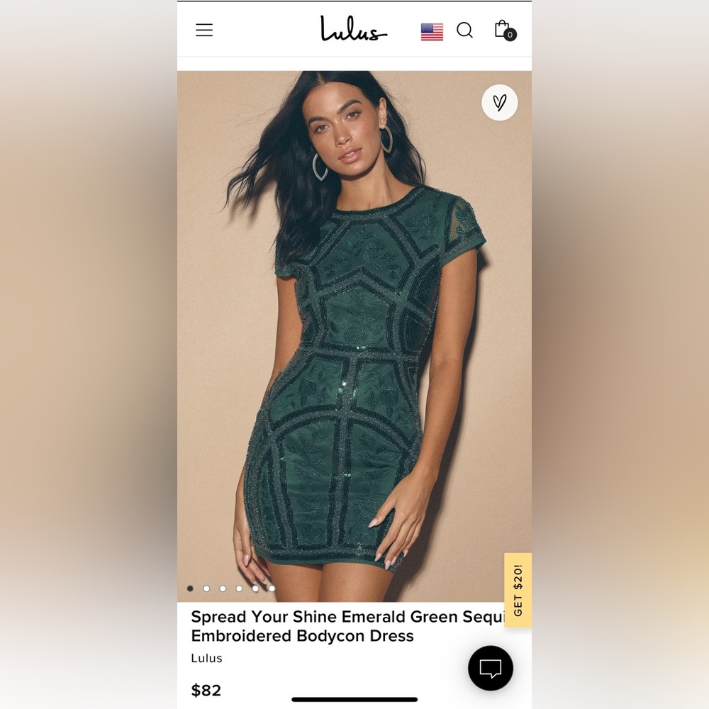 Never worn, new with tags green dress from lulus!